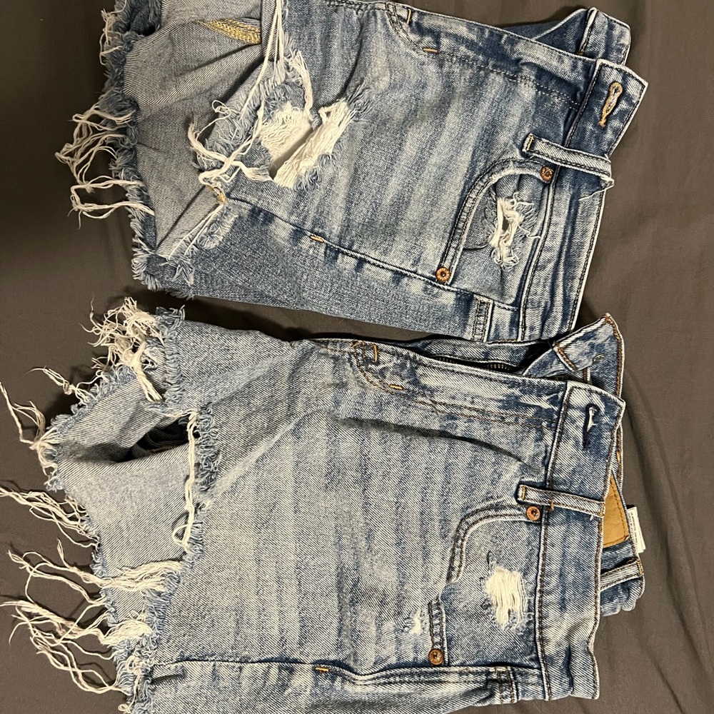 American Eagle Outfitters Light Blue Frayed Jean Shorts